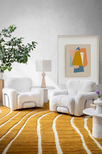 Arte II Rug in 100% New Zealand Wool by Kaymanta in mustard and white color