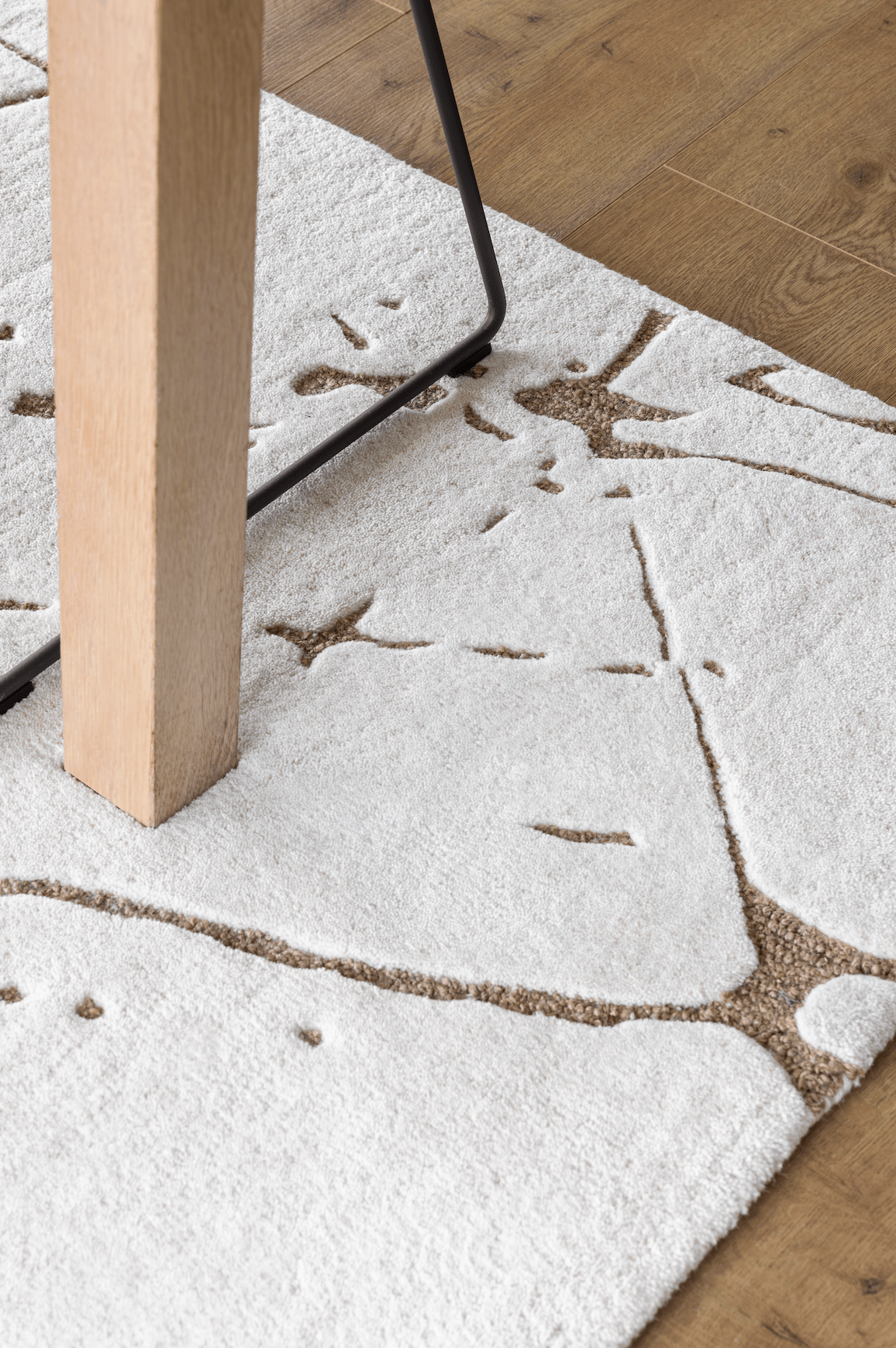 Vulcano abstract handmade New Zealand wool and jute rug by KAYMANTA