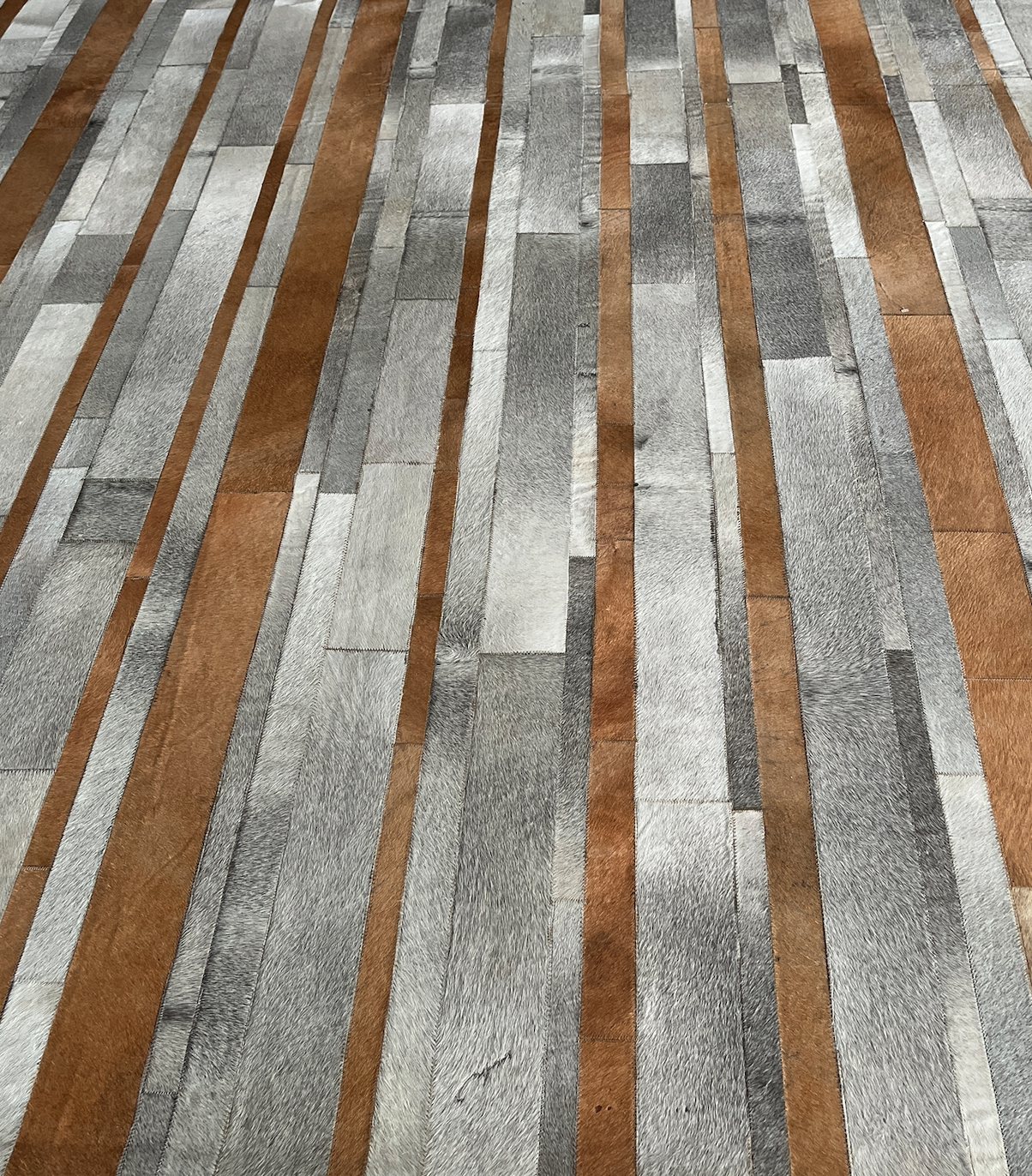 Patterned fabric with brown and gray stripes