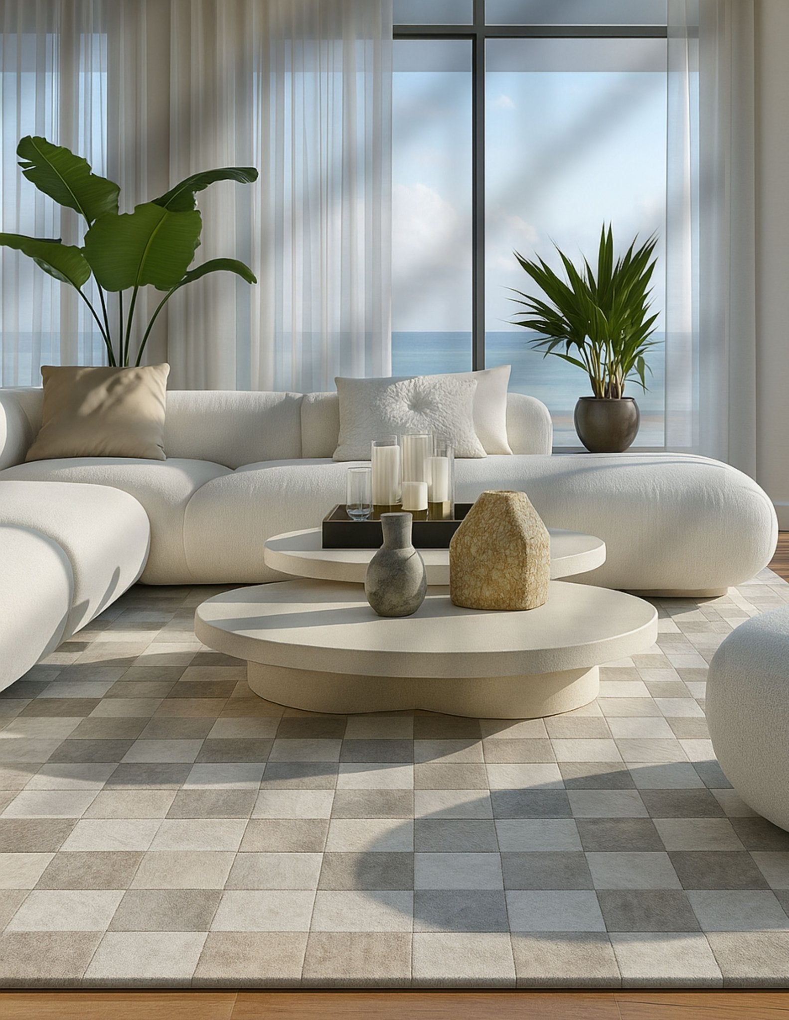 Maker Style Rugs Sauce – Handmade Cowhide Rug with Geometric Square Design – KAYMANTA ...