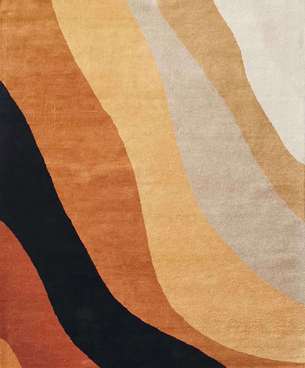 Retro Sunset Rug Sunset Rug – Handmade Hard Twist Wool | Orange & Black Tones – KAYMANTA ...