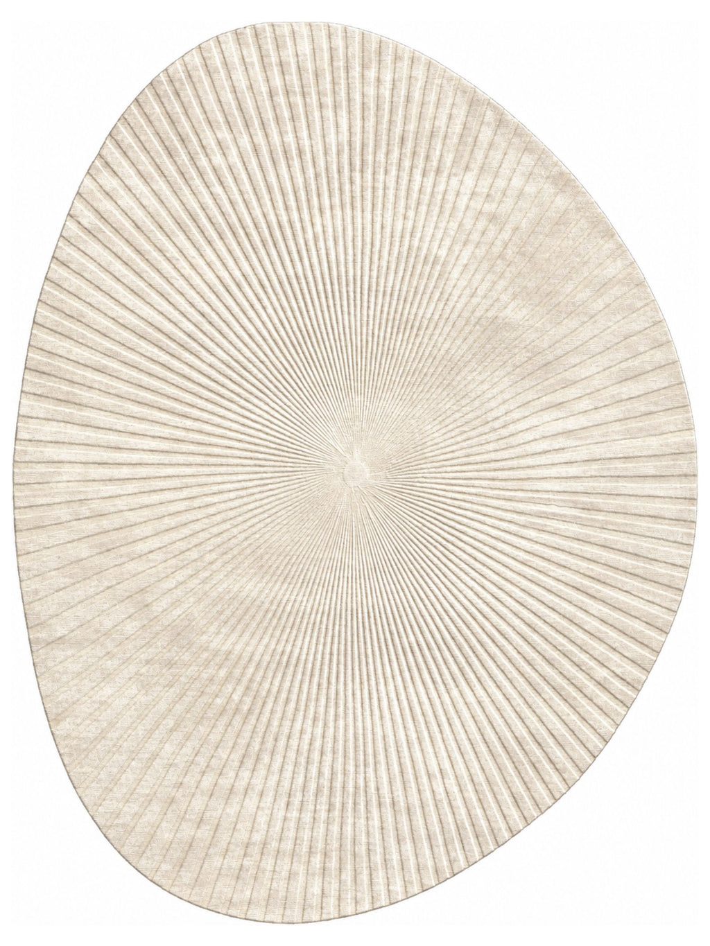 Lux handcrafted wool and bamboo silk designer rug with organic radial design