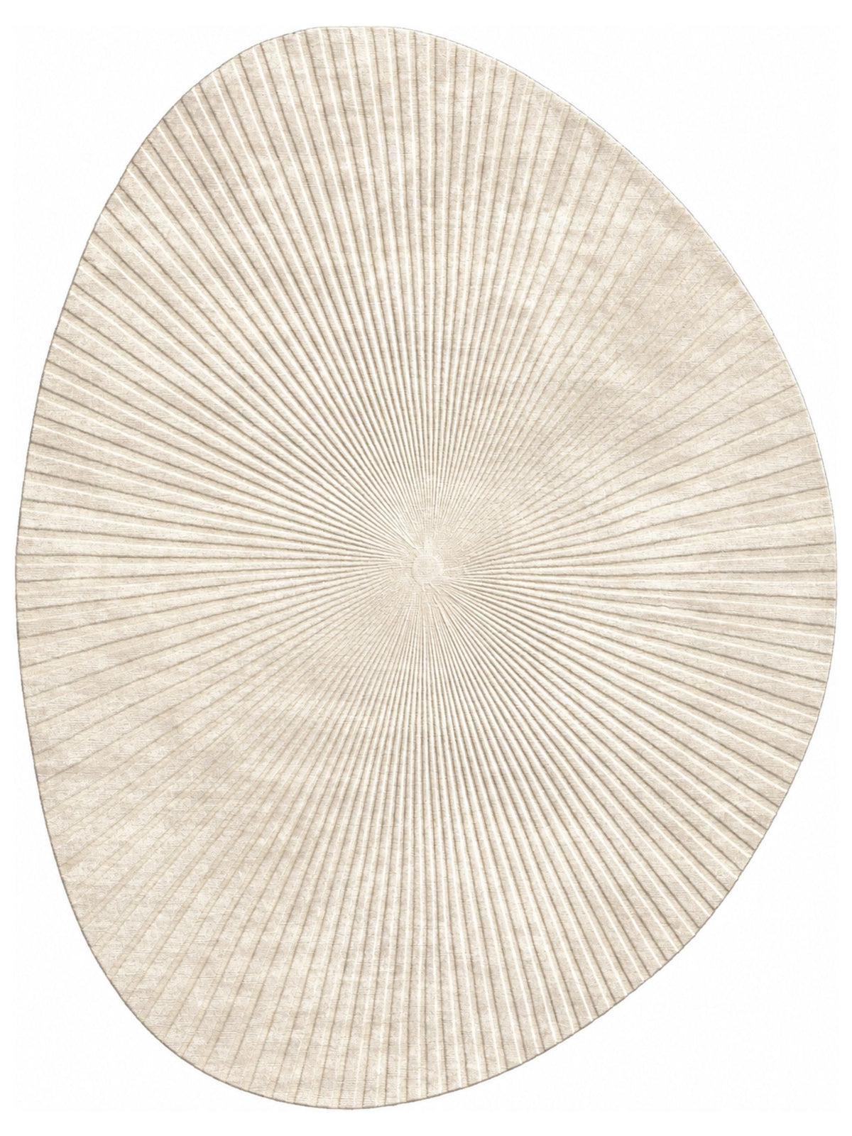 Lux handcrafted wool and bamboo silk designer rug with organic radial design