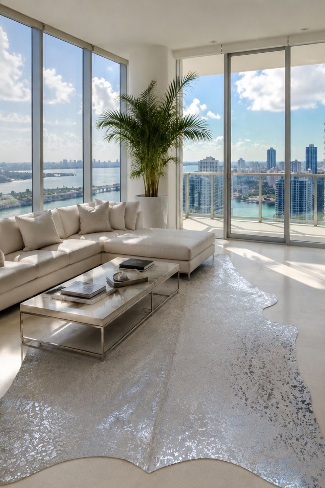 SILVER | FREE FORM HIDE RUG - area rug - KAYMANTA | Luxury Rug Makers